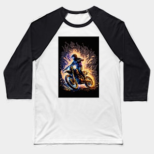 Dirt Bike With Flames Baseball T-Shirt